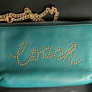 ISO: Coach Wristlet in Teal with gold chain strap